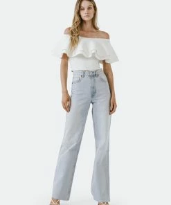 Wanderlust By Abby NEW Off Shoulder Ruffle Crop Top