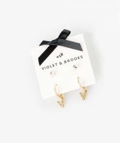 Wanderlust By Abby Crystal Huggie Initial Duet Earrings