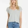 Wanderlust By Abby Uri Thermal V-Neck Cucumber Top NEW