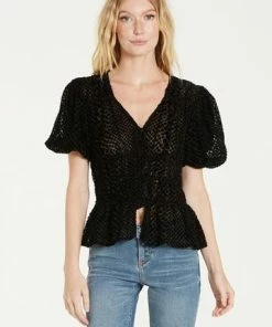 Wanderlust By Abby Chrissy Embossed Peplum Top
