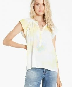 Wanderlust By Abby Xiah Ruffle Golden Times Top NEW