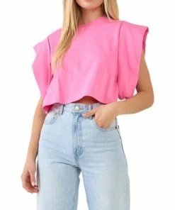 Wanderlust By Abby Drop Shoulder Cropped Top NEW