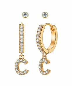 Wanderlust By Abby Crystal Huggie Initial Duet Earrings