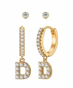 Wanderlust By Abby Crystal Huggie Initial Duet Earrings