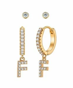 Wanderlust By Abby Crystal Huggie Initial Duet Earrings