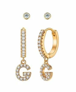 Wanderlust By Abby Crystal Huggie Initial Duet Earrings