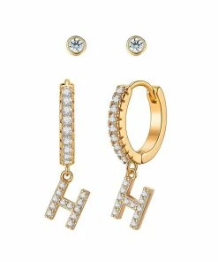Wanderlust By Abby Crystal Huggie Initial Duet Earrings