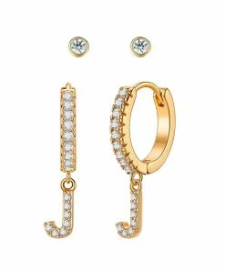 Wanderlust By Abby Crystal Huggie Initial Duet Earrings