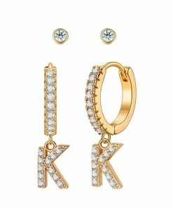 Wanderlust By Abby Crystal Huggie Initial Duet Earrings