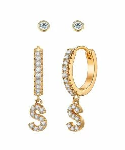 Wanderlust By Abby Crystal Huggie Initial Duet Earrings