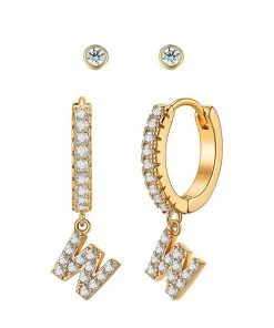 Wanderlust By Abby Crystal Huggie Initial Duet Earrings