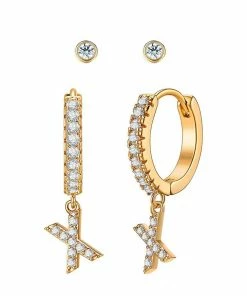 Wanderlust By Abby Crystal Huggie Initial Duet Earrings