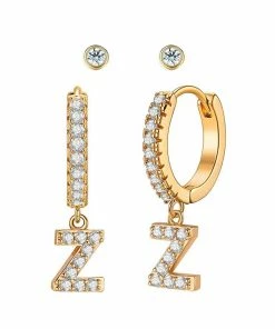 Wanderlust By Abby Crystal Huggie Initial Duet Earrings