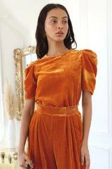 Wanderlust By Abby CLOTHING Ariel Puff Sleeve Velvet Top