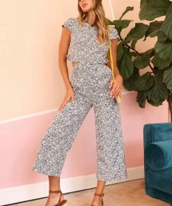 Wanderlust By Abby Helena Embroidered Cut-Out Jumpsuit NEW