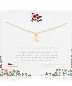 Lucky Feather You Are My Person Moon Necklace NEW