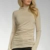 Wanderlust By Abby Mock Neck Ruched Top