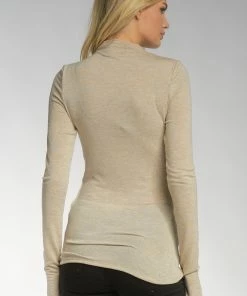 Wanderlust By Abby Mock Neck Ruched Top