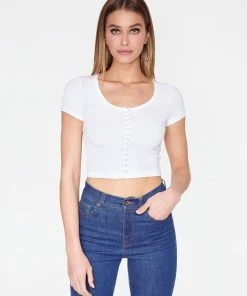Wanderlust By Abby CLOTHING Front Snap Ribbed Crop Top