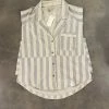 Wanderlust By Abby Sleeveless Stripe Button Down Top NEW