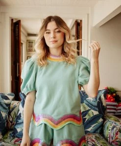 Queen Of Sparkles Teal Wavy Tee