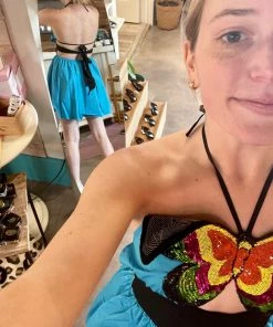 Wanderlust By Abby NEW QOS Butterfly Halter Dress