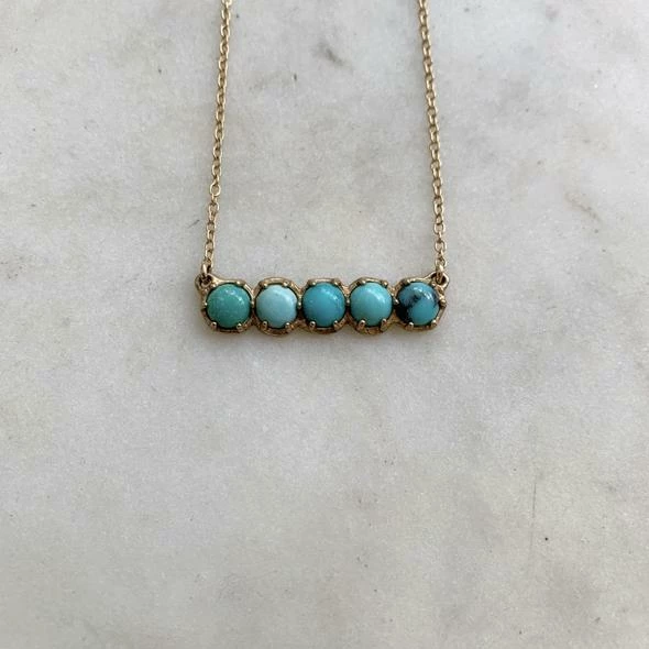 Mimosa Handcrafted 5 Row Turquoise Bar Necklace 3 Mimosa Handcrafted 5 Row Turquoise Bar Necklace
