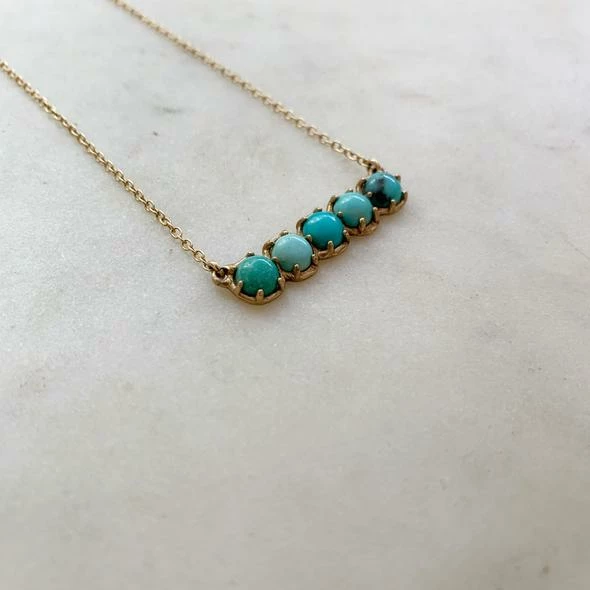 Mimosa Handcrafted 5 Row Turquoise Bar Necklace 4 Mimosa Handcrafted 5 Row Turquoise Bar Necklace