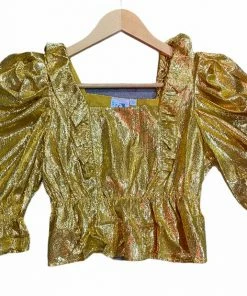 Queen Of Sparkles Gold Ruffle Top CLOTHING