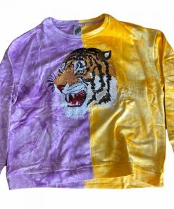 Queen Of Sparkles Purple And Gold Tiger Sweatshirt CLOTHING