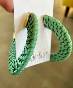 Wanderlust By Abby NEW Straw Basket Weave Hoops