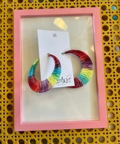 Wanderlust By Abby Colorful Straw Hoops NEW