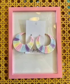 Wanderlust By Abby Colorful Straw Hoops NEW