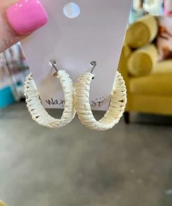 Wanderlust By Abby NEW Cream Straw Hoops