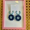 Wanderlust By Abby NEW Blue Straw Circle Earrings