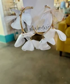 Wanderlust By Abby Gold Hoops With Flowers NEW