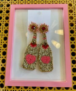 Wanderlust By Abby NEW Gold Beaded Champagne Earrings