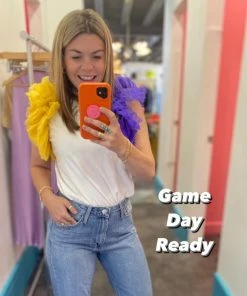 Queen Of Sparkles Ruffle Sleeve Top CLOTHING