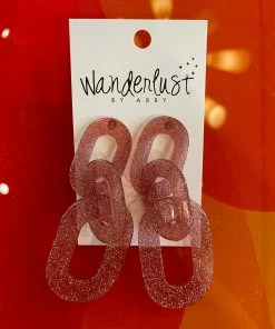 Wanderlust By Abby Pink Glitter Oval Dangles