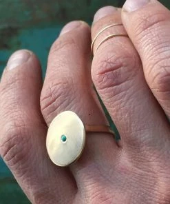 Mimosa Handcrafted Mimosa Minimal Circle Turquoise Ring JEWELRY