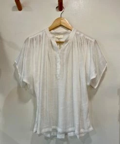 Wanderlust By Abby Slubbed Short Sleeve Blouse