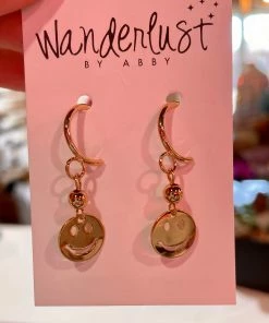Wanderlust By Abby NEW Smiley Hoops