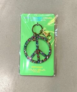 Wanderlust By Abby Confetti Acrylic Peace Sign Keychain NEW