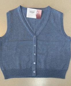 Wanderlust By Abby Sleeveless Button Down Crop Sweater NEW