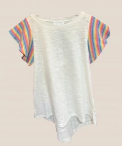 Wanderlust By Abby Flutter Rainbow Sleeve Top