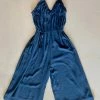Wanderlust By Abby Navy Wide Leg Midi Jumpsuit With Self Strap NEW