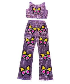 Queen Of Sparkles NEW QOS Sequin Butterfly Pants