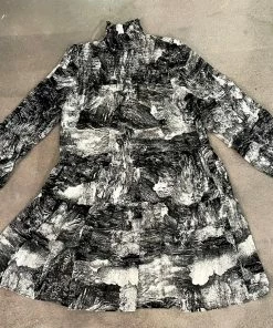 Wanderlust By Abby Smock Neck Black And White Dress NEW