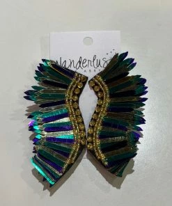 Wanderlust By Abby JEWELRY Mardi Gras Feathered Wing Earrings