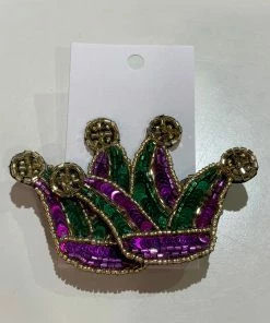 Wanderlust By Abby Mardi Gras Jester Hat Earrings